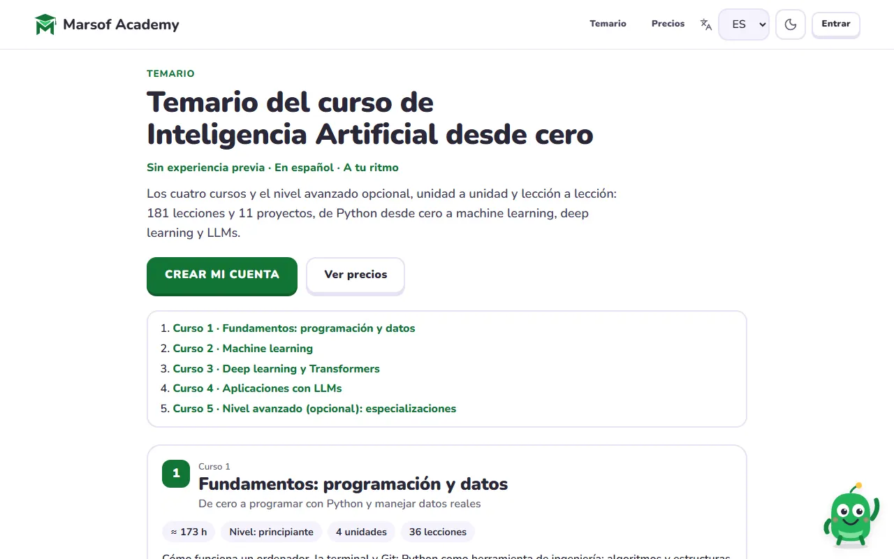 Página del temario en marsofacademy.com